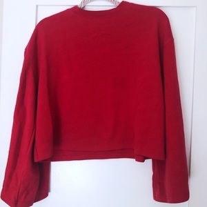 Red bell sleeve cropped Primark sweatshirt